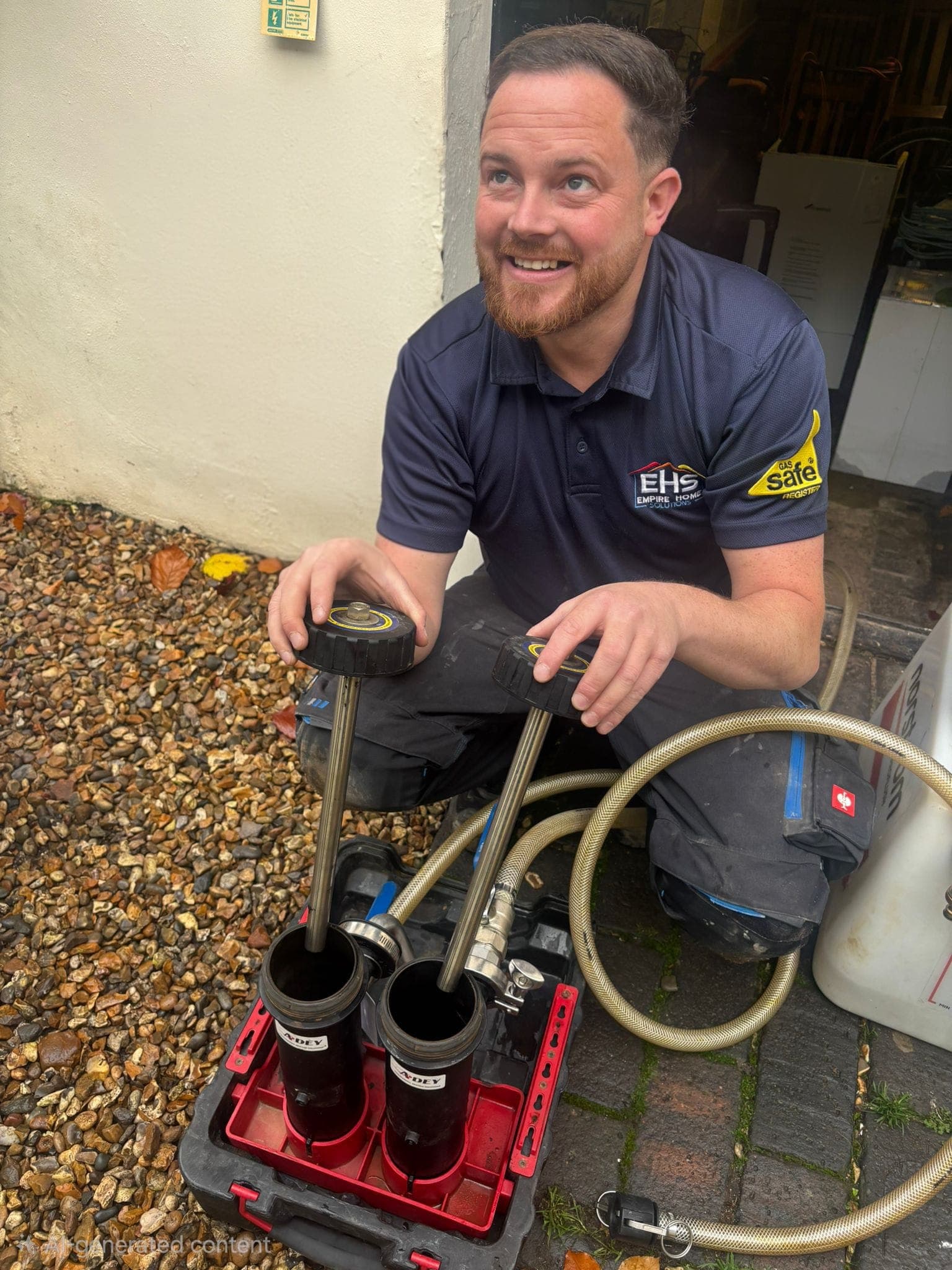 EHS engineer carrying out a power flushing service
